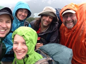 The GDTA Trail Crew on Sunset Pass, still happy after days of rain, clearing and mountains