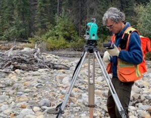 Surveying for a new bridge over Cairnes Creek