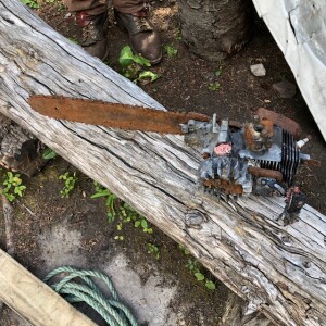 Day 2 - Old rusty chain saw, one of the many pieces of junk removed