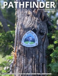 Pathfinder Magazine Cover featuring the Great Divide Trail Logo on a tree