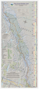 A wall map depicting the Great Divide Trail route through Alberta and British Columbia